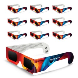 Medical king Solar Eclipse Glasses AAS Approved 2024 (10 Pack) CE and ISO Certified Safe Shades for Direct Sun Viewing Includes Bonus Guide With Map