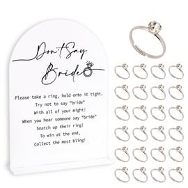 Tuiemie Minimalist Bridal Shower Ring Game, 1 Sign and 50 Rings, Bridal Shower Decorations, Put a Ring on It Bridal Shower Game, Wedding Shower Games(jzxn09)
