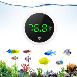 Ankilo Upgraded Aquarium Thermometer, Wireless Digital Fish Tank Thermometer with Touch Screen, ±0.1°F High Precision, 5S Refresh Speed, Stick-on Thermometer for Aquariums, Glass Containers