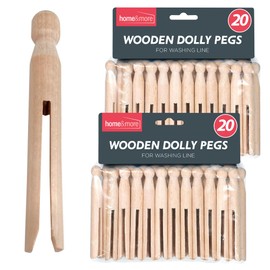 40pk Wooden Dolly Pegs | Wooden Clothes Pegs for Washing Line Strong | Clothes Pegs Wooden Pegs for Washing Line | Clothes Pegs Wooden | Cloth Pegs | Laundry Pegs | Clothes Pegs Strong