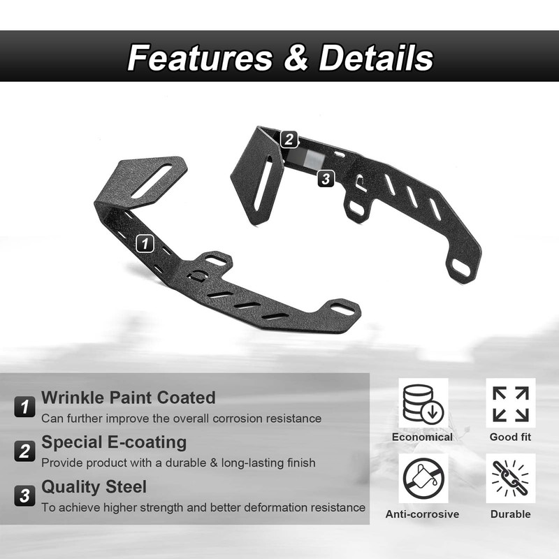 ROMELACK Hood Mount Brackets Ditch Light Pods Bracket Heavy Duty