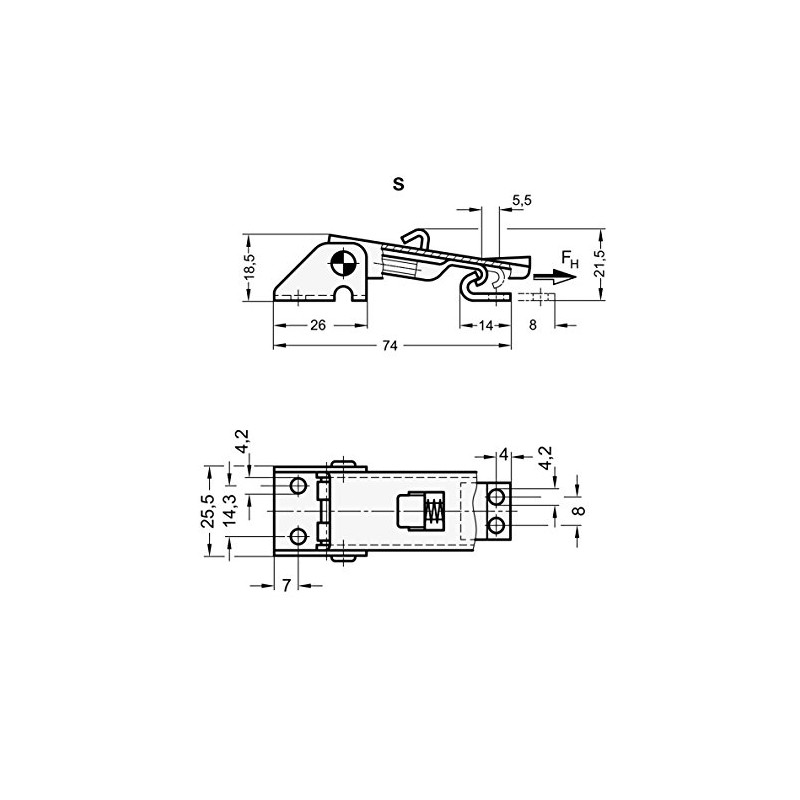 Ganter Normelemente Tension Latches - GN 831-100-S-NI-1 | With Safety