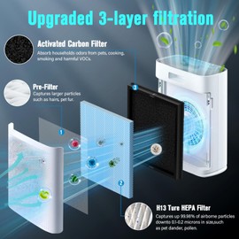 Replacement Filter Compatible with ECOSELF HAP603 Air Puri-Fier, 2-in-1 H13 Grade Filter with Active Carbon, 2 Pack HAP603 Filter, Blue