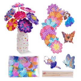 Girls Toy, Poke Art Bouquet with 10 Flowers and 2 Butterflies Arts and Crafts for Girls Aged 4-12 Years DIY Creative Activity Birthday Christmas Gifts Craft Kits