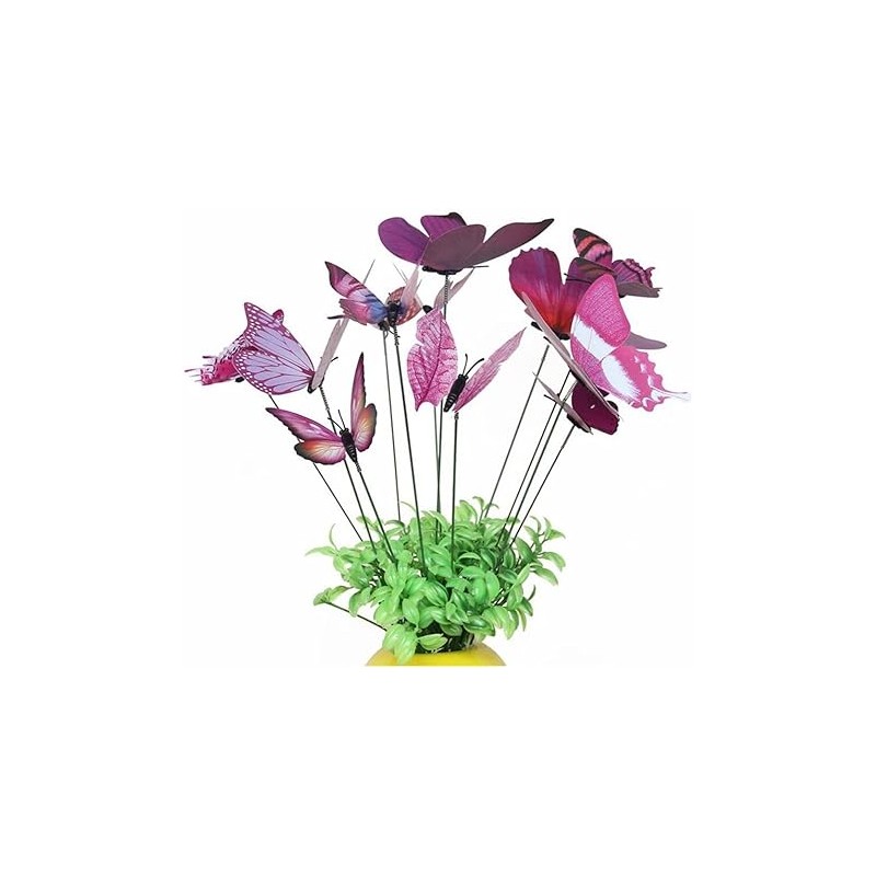 12 Garden Flying Butterfly Stake, Purple Decorative Garden Stakes