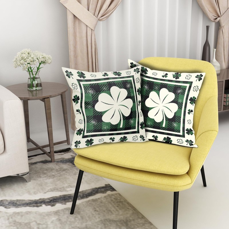 Evlaschin St Patrick Pillow Covers Set of 2 Lucky Clover