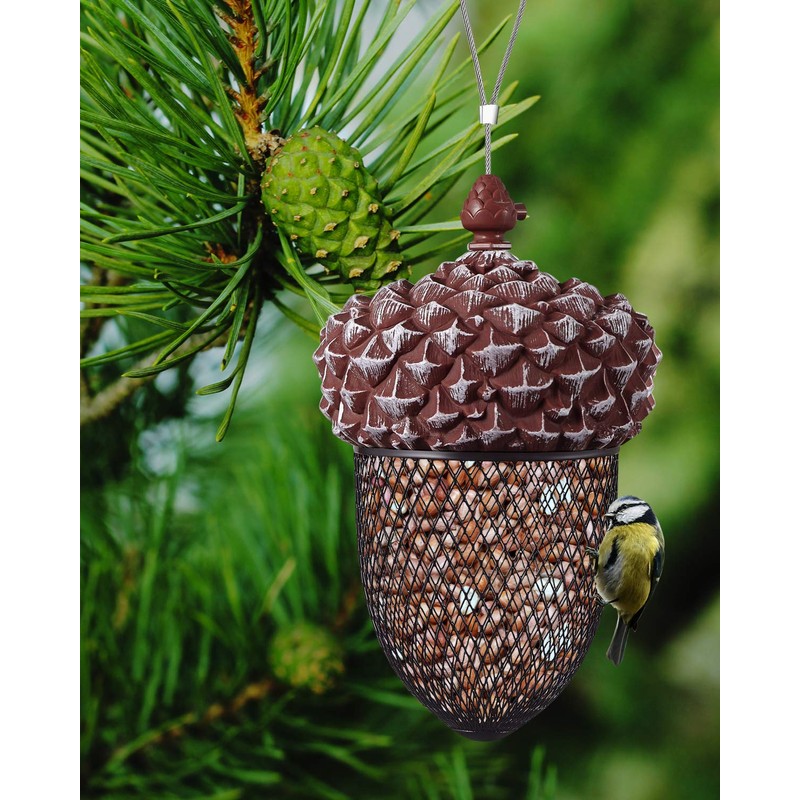 KALLAK Metal Acorn Hanging Bird Feeder Outdoor Decoration