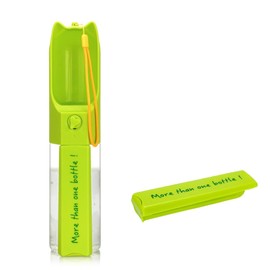 XUANRUS Dog Travel Water Bottle, Portable Pet Water Dispenser Drink Bottle for Daily Walks, Hiking, Camping, Beach, BPA Free Plastic with Pet Food Box (Green)