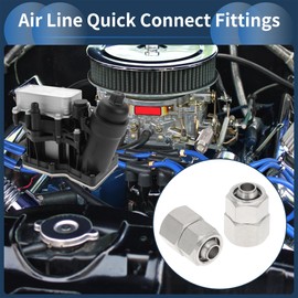 INFINAUTO Push to Connect Air Fittings 3/8" Female Thread Air Line Quick Connector Nickel-plated Copper 1/4"BSPT 2 Pcs Silver Tone