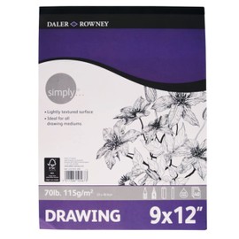 Daler-Rowney Simply Drawing Pad 9x12 inch - 40 Sheets - Tape Bound - Translucent Paper - Sketchbook for Artists and Students - Pen Marker Colored Pencil Sketching