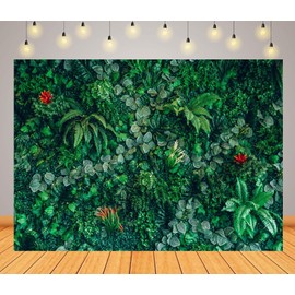 CORFOTO 6x4ft Fabric Tropical Green Leaves Wall Backdrop Jungle Forest Greenery Nature Photo Background Wedding Bridal Shower Party Decor Newborn Baby Shower Banner Photo Background