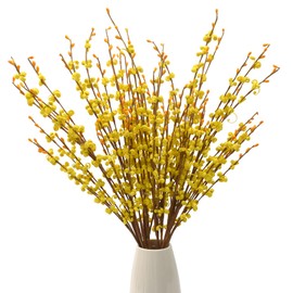 HUIANER Artificial Jasmine Flowers with Long Stem 6Pcs 29.5" Fake Flower Bouquet Faux Jasmine Plants for Wedding Bridal Bouquet Wreath Table Centerpiece Outdoor Décor (Yellow)