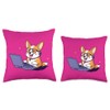 Cute Corgi on Computer Throw Pillow