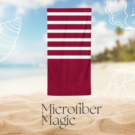 Microfiber Beach Towel, Premium Pattern Design with an Oversized Size of 160 x 80 cm, Quick Dry, Soft and Absorbent, Sand Free Travel Towel, Ideal Microfiber Beach Towel for Comfort (Luxury Red)