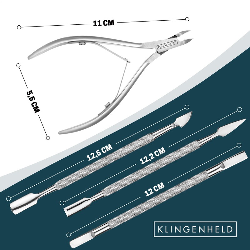 KLINGENHELD Precise Cuticle Nippers with Cuticle Pusher - Very Smooth