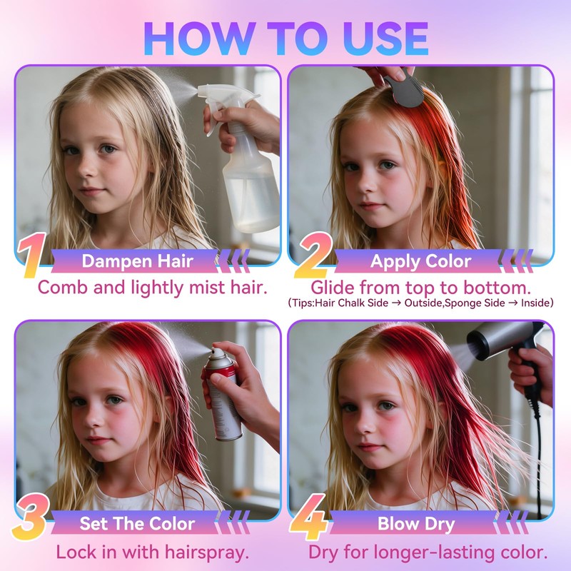 8 Colors Temporary Hair Chalk for Girls Washable Hair Color