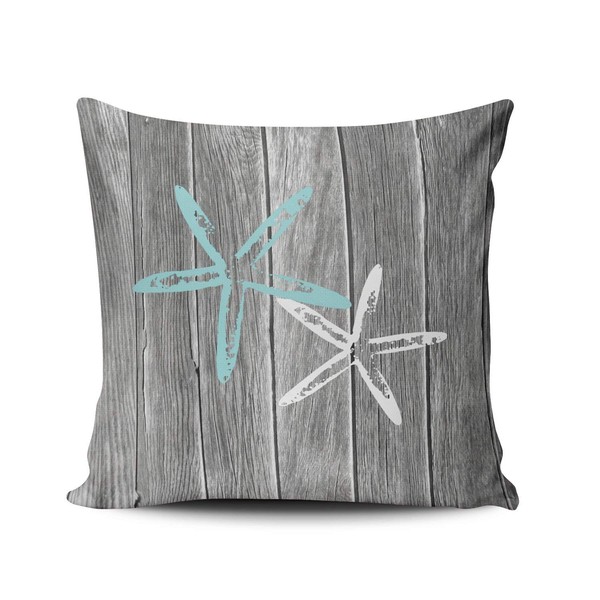 Fanaing Gray and Aqua Turquoise Beach and Starfish Pillowcase Home