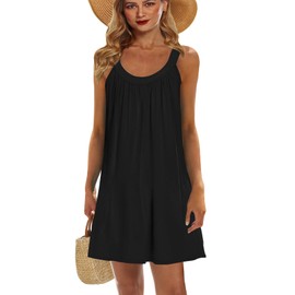Beach Coverups for Women Swimwear Bathing Suits Cover Up Dresses Tunic Black L