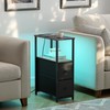 TUTOTAK Small Narrow LED End Table with Charging Station, Side