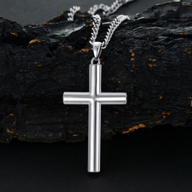 Lattd Cross Pendant Necklace 925 Sterling Silver Christian Jewelry Gift for Men Women (02-Cross & Oval Section-Silver)