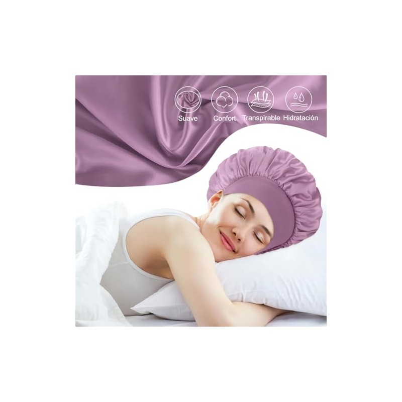6 Piezas Gorro de Seda para Dormir Ajustable, Capó Gorro