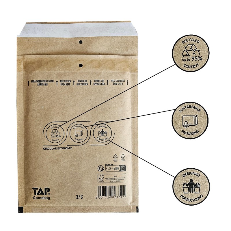 Global Pack Brown Bubble Envelopes Bubble Mailers 3/C 170 x