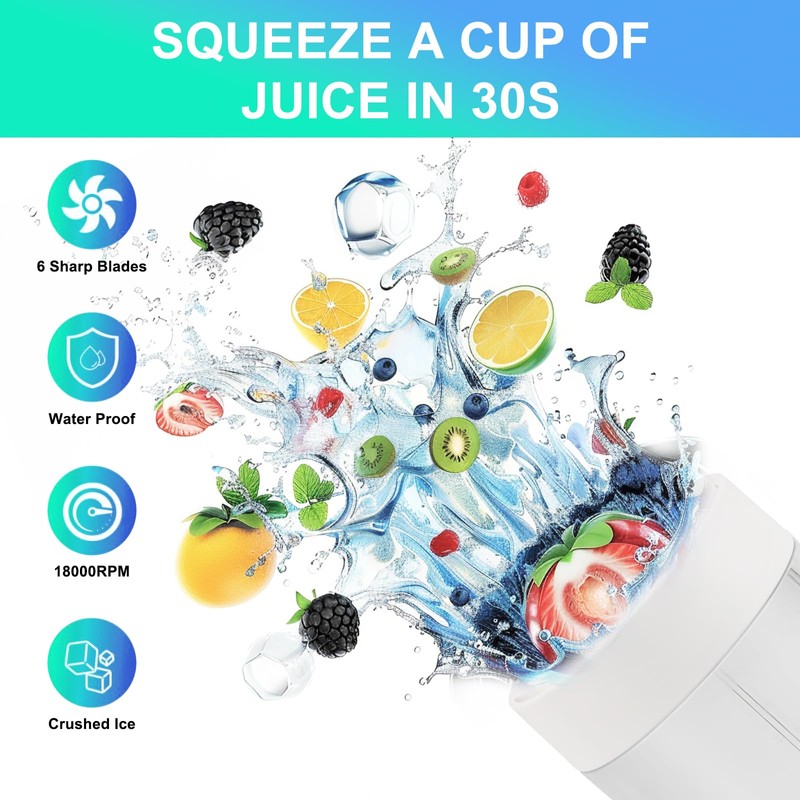 Yagosodee 450ml Portable Blender Personal Size Blender with 6 Blades