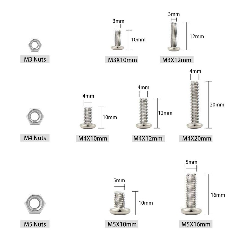 TUPARKA 200Pcs Nuts and Bolts Set Machine Screw and Nut