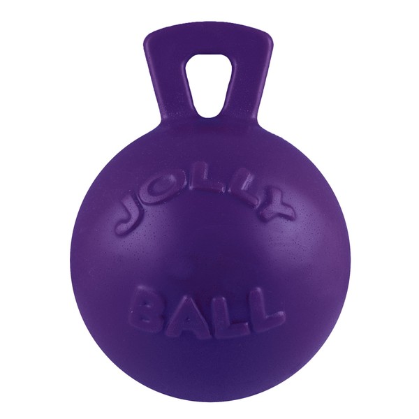 Jolly Pets Tug-n-Toss Heavy Duty Dog Toy Ball with Handle, 8 Inches/Large, Purple