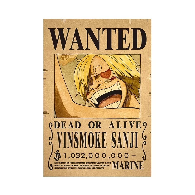 10 Pcs Anime One Piece Luffy Straw Hat Pirates Wanted