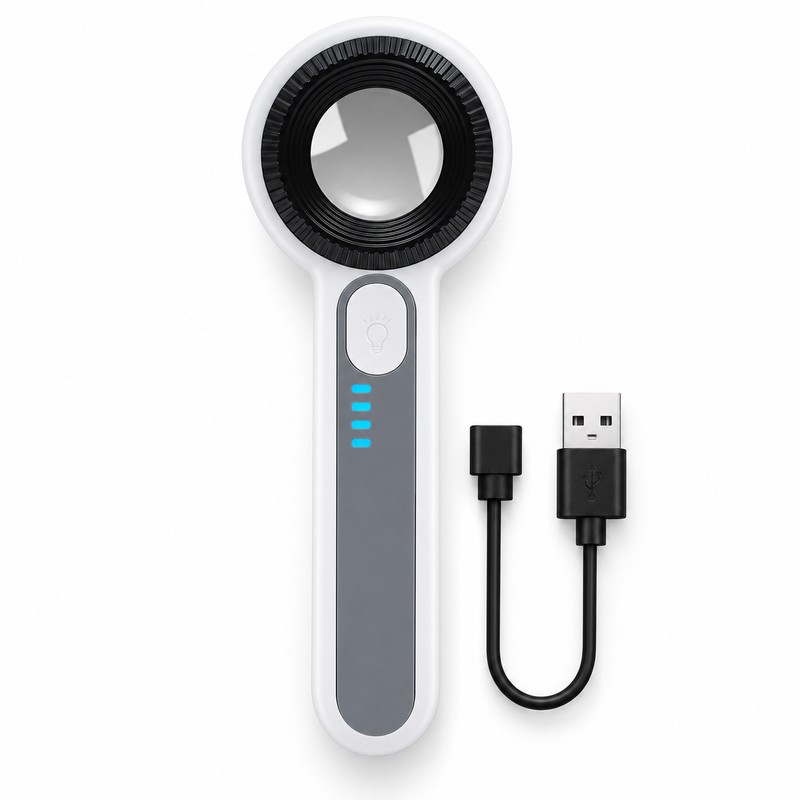 60X LED Magnifying Glass with UV Light, USB-C Rechargeable Handheld