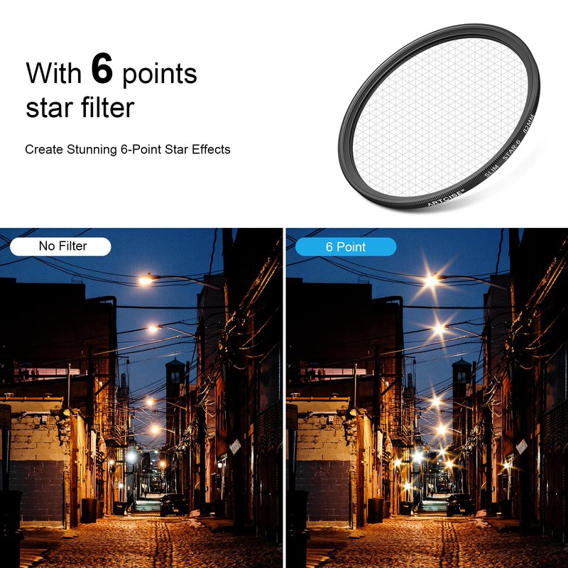 ARTCISE 77mm Star Filter 6 Point Cross Screen Lens Filter