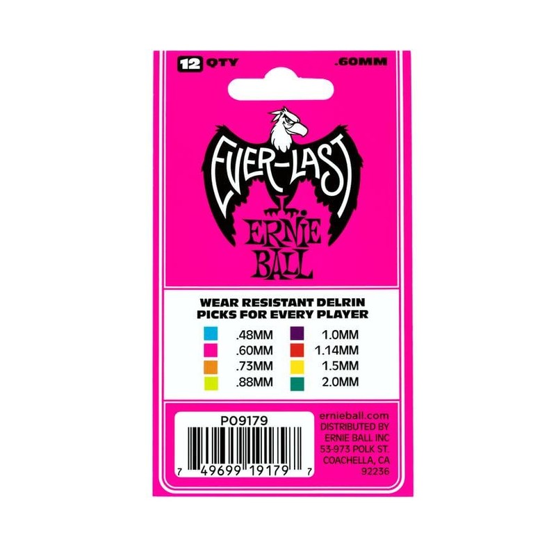 Ernie Ball Everlast - Púas para guitarra, 0,60 mm, 12