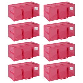 8 Pack Heavy Duty Extra Large Moving Bags with Handles, Waterproof Foldable Storage Totes, Clothing Storage Bags, Packing Moving Boxes for College Supplies, Pink