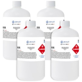 Lab Alley Ethanol 200 Proof (100%), Completely Denatured with Heptane, Extraction Grade, Kosher Certified, Halal - 4 Liters (Pack of 4 x 1 Liter Bottles)