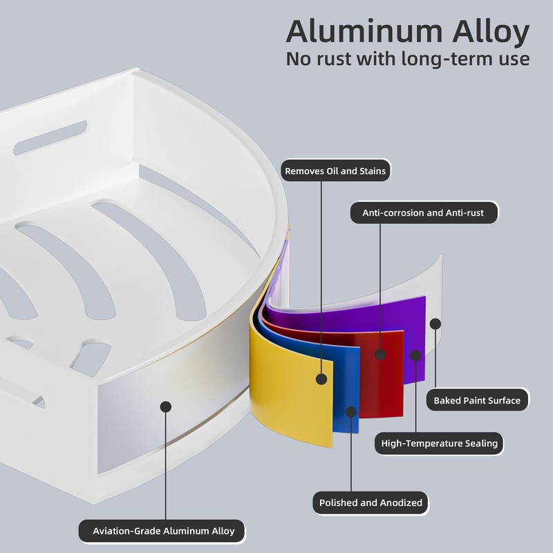 Wisfame Aluminium Shower Corner Shelves - Rustproof Shower Caddy No