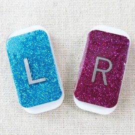 Glitter X-Ray Markers - Glitter Blue & Purple Epoxy Resin with Lead Letters L & R - NO INITIALS - Small Rectangle Generic Markers Include Extra Strength Adhesive Strips - Reusable & Washable