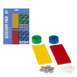 Plus-Plus Accessory Set with Wheels, Red/Yellow