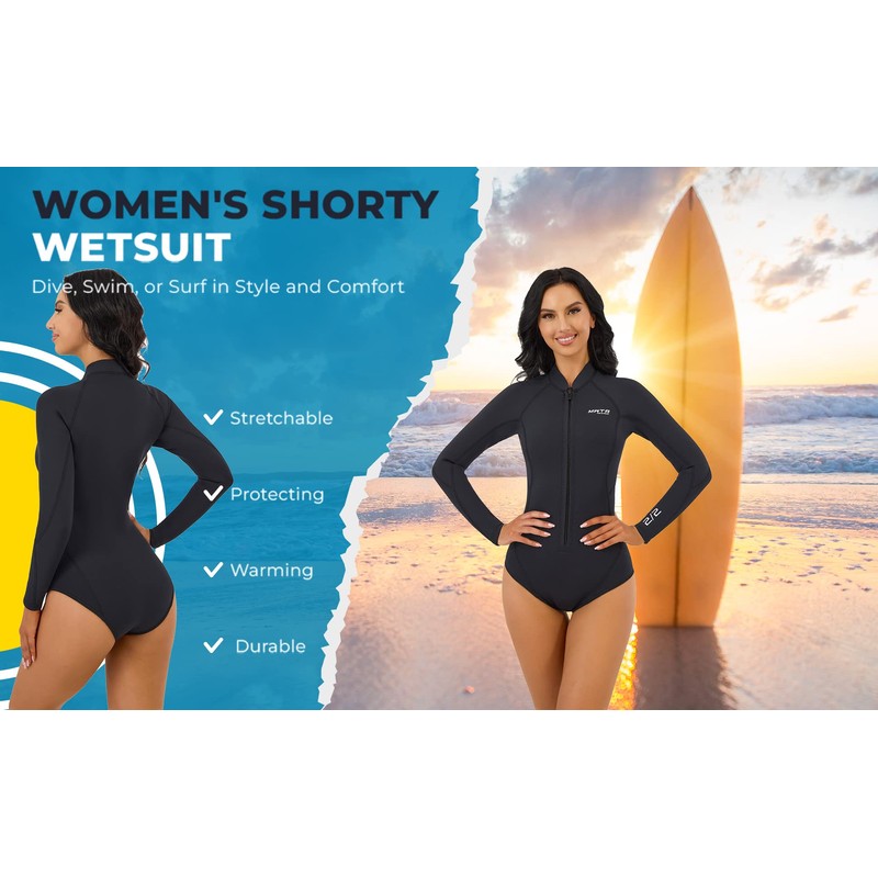 MWTA - Traje de neopreno para mujer, 2.0 mm, cierre