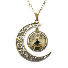 Moon Necklace, Crescent Moon Necklace, Simple Necklace,Anubis Pendant, Anubis Necklace,Egyptian Jewelry, Anubis Jewelry, Goth Jewelry