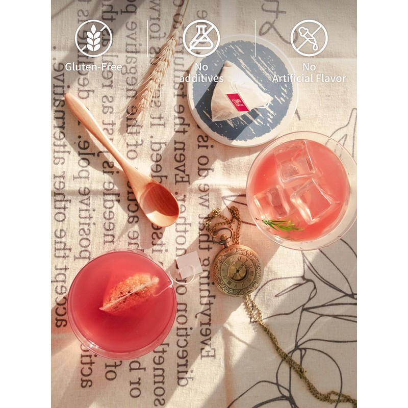 TeeLux Lemon Ginger Hibiscus Tea, Refreshing Lemongrass With Spicy Ginger,