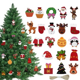 Christmas Ornaments, Set of 20, Christmas Ornaments, Wooden, Santa Claus, Reindeer, Snowman, Stylish, Cute, Christmas Tree, Decoration, Hanging, Dropping, Decoration, Accessories, Interior,
