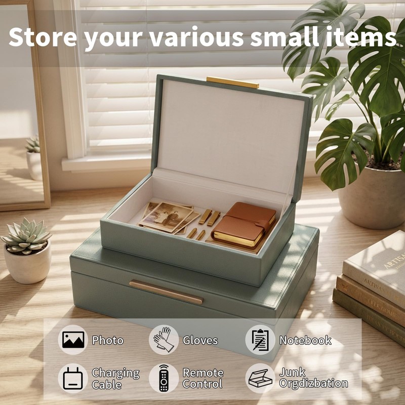 Decorative Storage Boxes with Lids Set-2 Store Photos, Letters Memory