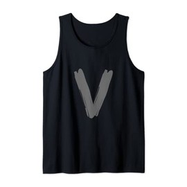 Creative Bold Dark Grey Letter V - Alphabet - Marker Design Tank Top