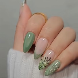 BFY Cat Eye Press on Nails Medium Purple Almond Fake Nails (Style 07, standard)