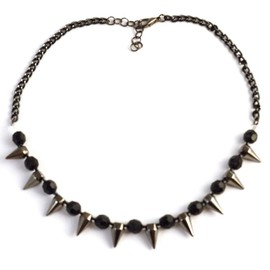 Gothic Necklace with Spikes Alternative Punk Rocker Metal Edgy Beaded Jewelry Nu Goth Black Grunge Gift