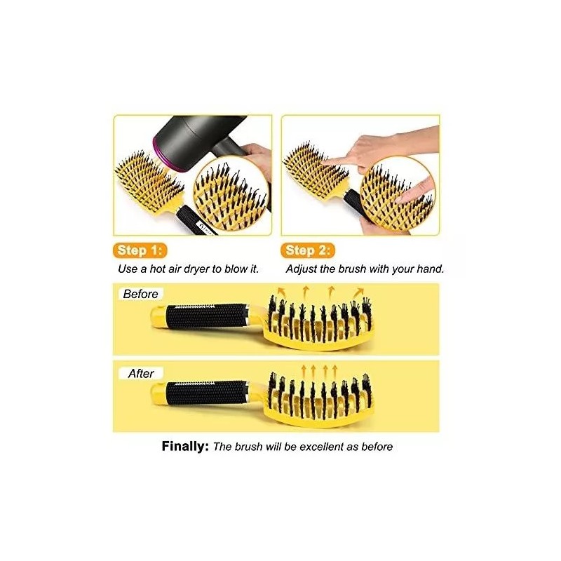 Hippih Cepillo Desenredante 2 Pack, Hippih Cerdas De Jabalí Para