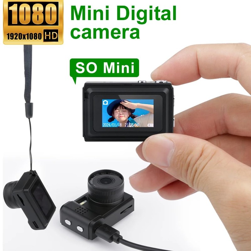Mini Digital Camera with LCD Screen LED Flash 1080P Full