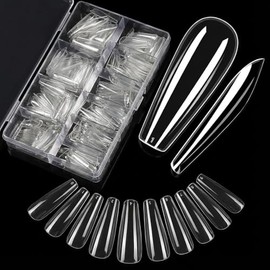 Carehabi Nail Tips, Pack of 500 False Nail Acrylic Artificial Nail Tips with Storage Case for Nail Salons and DIY Nail Art at Home, 10 Sizes
