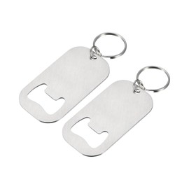 uxcell 2pcs Bottle Opener Keychain, Stainless Steel Beer Soda Bottle Opener Key Chain 2.75" Long Suitable for Home, Bar, Party, Silver